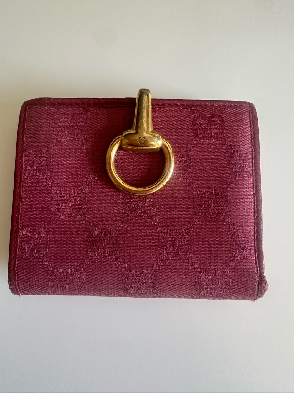 Gucci Red Canvas Bifold Wallet with Gold Ring Hardware